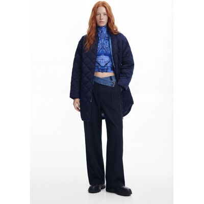 Desigual, Lange gewatteerde jas, Polyester, Blauw, L Desigual, Lange gewatteerde jas, Polyester, Blauw, L
