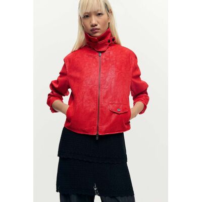 Desigual, Rood jack met lederlook, Dames, Polyurethaan, Rood, XS Desigual, Rood jack met lederlook, Dames, Polyurethaan, Rood, XS