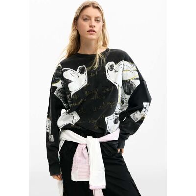 Desigual, sweater mickey en minnie mouse™, Dames, Katoen, Zwart, S Desigual, sweater mickey en minnie mouse™, Dames, Katoen, Zwart, S