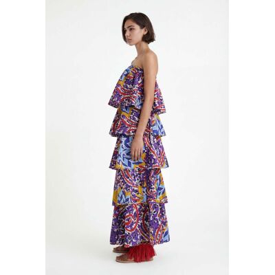 Desigual, Lange jurk met ruches Stella Jean, Katoen, Rood, L Desigual, Lange jurk met ruches Stella Jean, Katoen, Rood, L