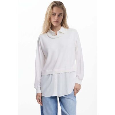 Desigual, 2-in-1 effect overhemd, Dames, Wit, M Desigual, 2-in-1 effect overhemd, Dames, Wit, M