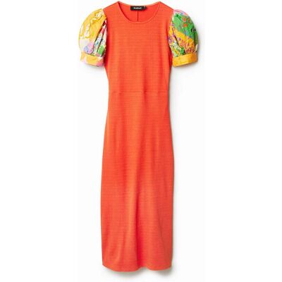 Desigual, Midi-jurk met rugdecolleté, Oranje, L Desigual, Midi-jurk met rugdecolleté, Oranje, L