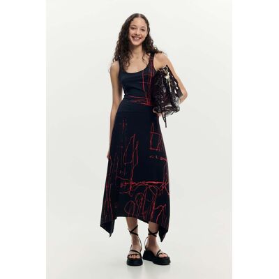 Desigual, Asymmetrische mouwloze jurk, Dames, Katoen, Zwart, XS Desigual, Asymmetrische mouwloze jurk, Dames, Katoen, Zwart, XS