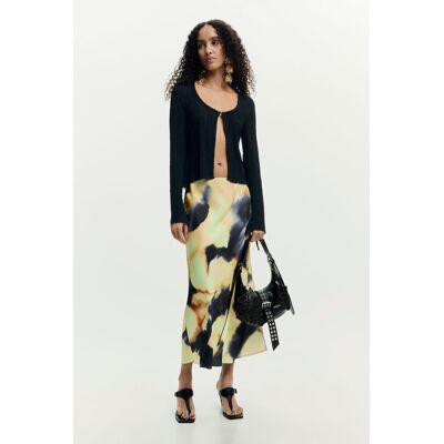 Desigual, Midi-rok met print, Dames, Polyester, Zwart, L Desigual, Midi-rok met print, Dames, Polyester, Zwart, L