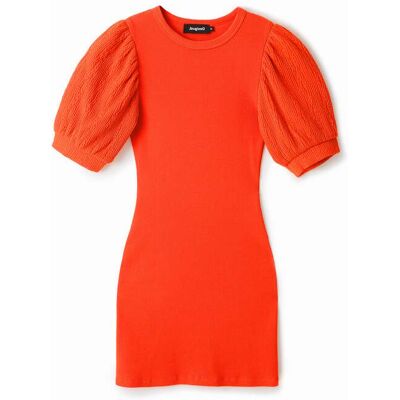 Desigual, Korte slim fit koraal jurk, Oranje, M Desigual, Korte slim fit koraal jurk, Oranje, M