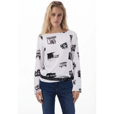 Desigual, Blouse met strikjesstructuur, Dames, Polyester, Wit, XS Desigual, Blouse met strikjesstructuur, Dames, Polyester, Wit, XS