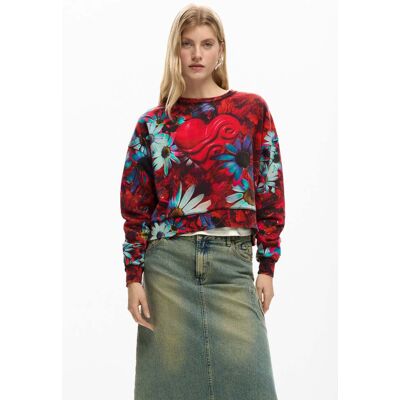 Desigual, Bedrukte trui met hart, Dames, Katoen, Zwart, L Desigual, Bedrukte trui met hart, Dames, Katoen, Zwart, L