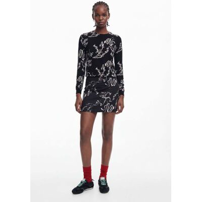 Desigual, Minirok met letters, Katoen, Zwart, XS Desigual, Minirok met letters, Katoen, Zwart, XS