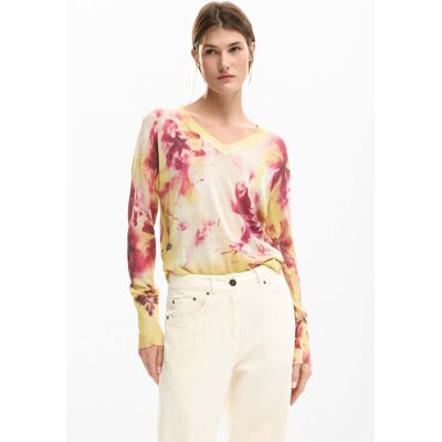 Desigual, Fijne trui met bloemen, Dames, Rood, M Desigual, Fijne trui met bloemen, Dames, Rood, M