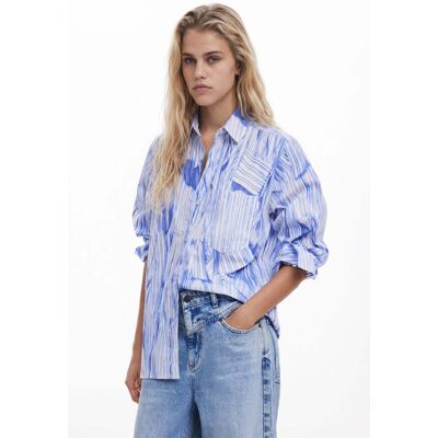 Desigual, Oversized Arty-overhemd, Katoen, Wit, L Desigual, Oversized Arty-overhemd, Katoen, Wit, L