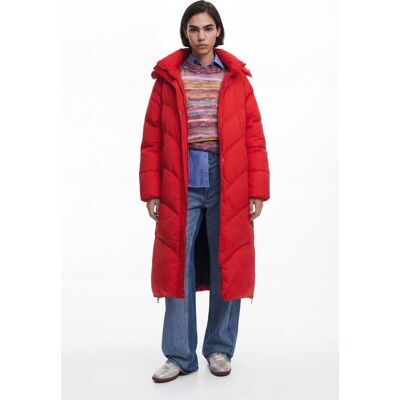 Desigual, Lange gewatteerde jas, Polyamide, Rood, L Desigual, Lange gewatteerde jas, Polyamide, Rood, L