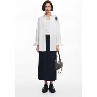 Desigual, Midi rok met plooien, Dames, Polyester, Zwart, XS Desigual, Midi rok met plooien, Dames, Polyester, Zwart, XS