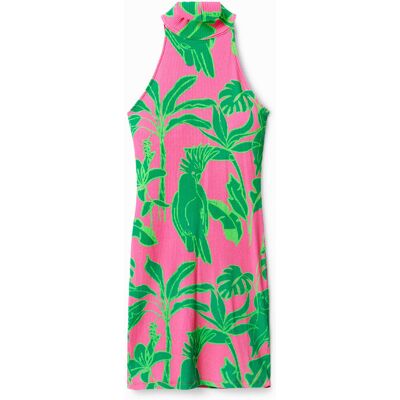Desigual, Korte jurk met halternek, Viscose, Rood, XS Desigual, Korte jurk met halternek, Viscose, Rood, XS