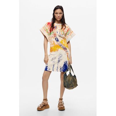 Desigual, Gebreide jurk met print M. C. Lacroix, Dames, Katoen, Wit, S Desigual, Gebreide jurk met print M. C. Lacroix, Dames, Katoen, Wit, S