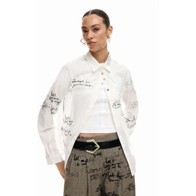 Desigual, Overhemd met lange mouwen Paradise, Dames, Katoen, Wit, XS Desigual, Overhemd met lange mouwen Paradise, Dames, Katoen, Wit, XS