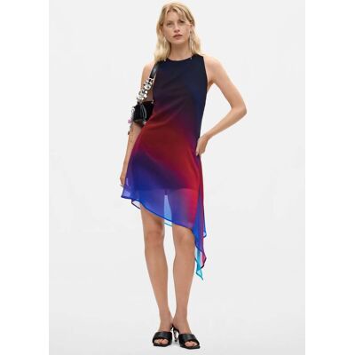 Desigual, Asymmetrische tule jurk, Dames, Polyester, Blauw, XL Desigual, Asymmetrische tule jurk, Dames, Polyester, Blauw, XL