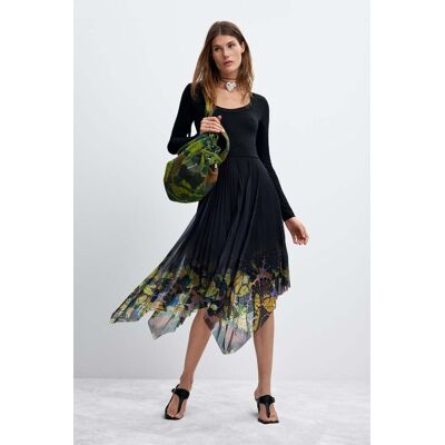 Desigual, Midi-jurk met lange mouwen M. C. Lacroix, Dames, Zwart, L Desigual, Midi-jurk met lange mouwen M. C. Lacroix, Dames, Zwart, L