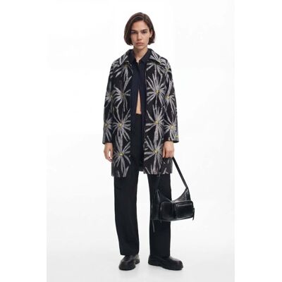 Desigual, Jas met madeliefjesprint, Polyester, Zwart, L Desigual, Jas met madeliefjesprint, Polyester, Zwart, L