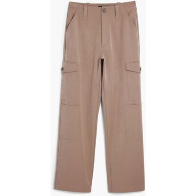 Desigual, Utility rechte broek, Viscose, Bruin, L Desigual, Utility rechte broek, Viscose, Bruin, L