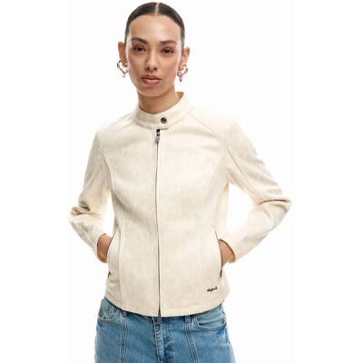 Desigual, Jas met opstaande kraag, Polyester, Wit, M Desigual, Jas met opstaande kraag, Polyester, Wit, M