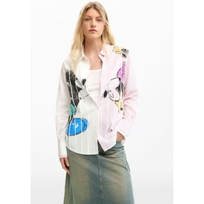 Desigual, Mickey en minnie mouse™-overhemd, Dames, Katoen, Wit, XS Desigual, Mickey en minnie mouse™-overhemd, Dames, Katoen, Wit, XS