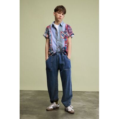 Desigual, Gebreide broek met denimlook, Kinderen, Katoen, Blauw, 7/8 Desigual, Gebreide broek met denimlook, Kinderen, Katoen, Blauw, 7/8