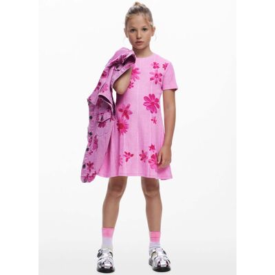 Desigual, plissé bloemen jurk, Kinderen, Katoen, Rood, 3/4 Desigual, plissé bloemen jurk, Kinderen, Katoen, Rood, 3/4