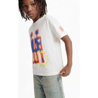 Desigual, Bedrukte T-shirt met robots, Kinderen, Katoen, Wit, 13/14 Desigual, Bedrukte T-shirt met robots, Kinderen, Katoen, Wit, 13/14