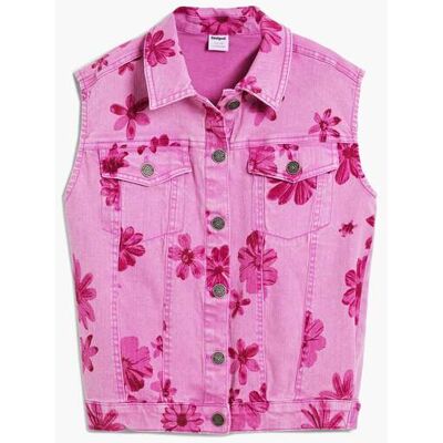 Desigual, denim gilet bloemen, Kinderen, Katoen, Rood, 9/10 Desigual, denim gilet bloemen, Kinderen, Katoen, Rood, 9/10