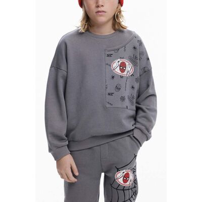 Desigual, Spiderman patch sweatshirt, Katoen, Zwart, 9/10 Desigual, Spiderman patch sweatshirt, Katoen, Zwart, 9/10