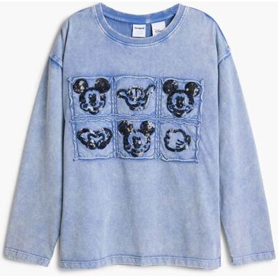 Desigual, Lange mouw T-shirt Mickey Mouse™, Kinderen, Katoen, Blauw, 13/14 Desigual, Lange mouw T-shirt Mickey Mouse™, Kinderen, Katoen, Blauw, 13/14