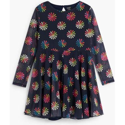 Desigual, Bedrukte jurk, Polyester, Blauw, 3/4 Desigual, Bedrukte jurk, Polyester, Blauw, 3/4