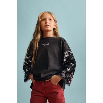 Desigual, T-shirt met 3/4 mouw met sterren, Kinderen, Zwart, 5/6 Desigual, T-shirt met 3/4 mouw met sterren, Kinderen, Zwart, 5/6
