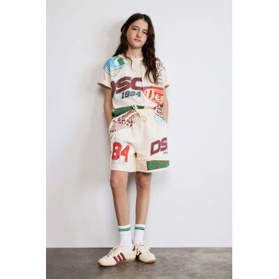 Desigual, Bedrukte bermuda, Kinderen, Katoen, Wit, 11/12 Desigual, Bedrukte bermuda, Kinderen, Katoen, Wit, 11/12