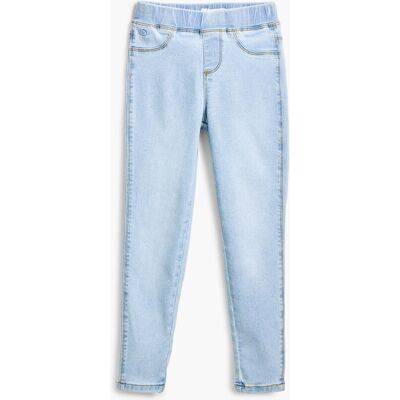 Desigual, Denim legging met logo, Blauw, 3/4 Desigual, Denim legging met logo, Blauw, 3/4
