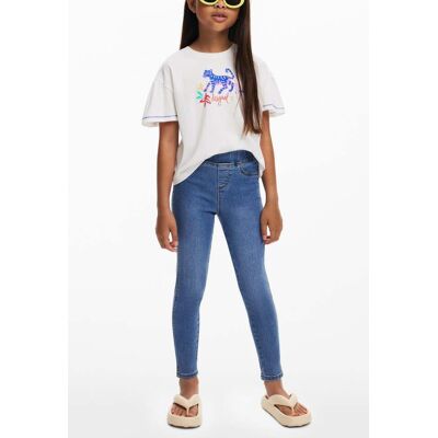 Desigual, Denim legging met logo, Blauw, 11/12 Desigual, Denim legging met logo, Blauw, 11/12