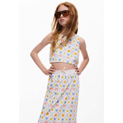 Desigual, T-shirt zonnetjes, Kinderen, Katoen, Wit, 5/6 Desigual, T-shirt zonnetjes, Kinderen, Katoen, Wit, 5/6