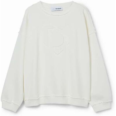 Desigual, Sweatshirt logo reliëf, Katoen, Wit, L Desigual, Sweatshirt logo reliëf, Katoen, Wit, L
