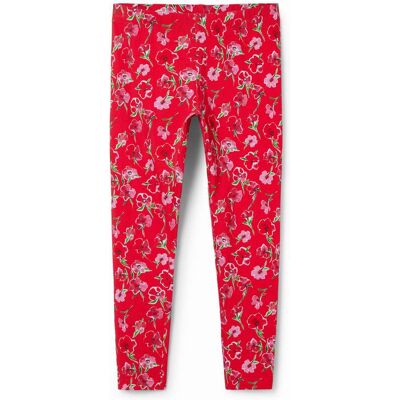 Desigual, Lange legging met bloemen, Katoen, Rood, S Desigual, Lange legging met bloemen, Katoen, Rood, S