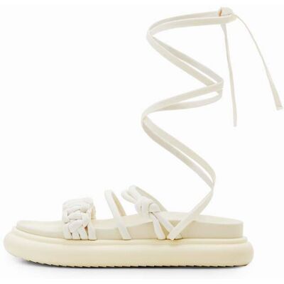 Desigual, Sandalen strikbandje plateauzool, Wit, 36 Desigual, Sandalen strikbandje plateauzool, Wit, 36