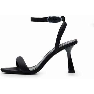 Desigual, Enkelsandalen met hak, Polyester, Zwart, 37 Desigual, Enkelsandalen met hak, Polyester, Zwart, 37