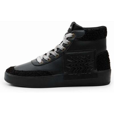 Desigual, Hoge sneakers met lamsvacht, Zwart, 37 Desigual, Hoge sneakers met lamsvacht, Zwart, 37