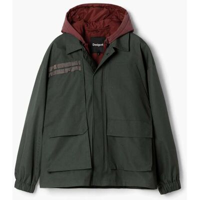 Desigual, Windjack met capuchon, Groen, S Desigual, Windjack met capuchon, Groen, S
