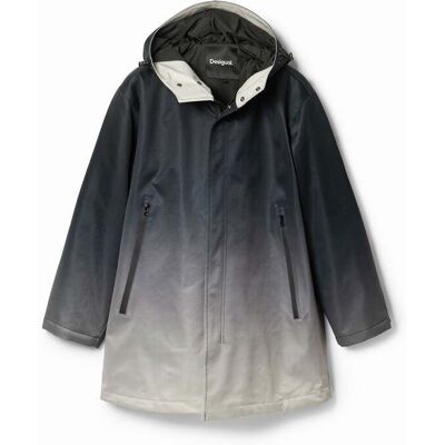Desigual, Parka met kleurverloop en capuchon, Polyester, Bruin, XXL Desigual, Parka met kleurverloop en capuchon, Polyester, Bruin, XXL