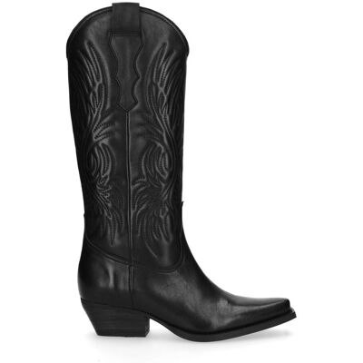 Sacha Zwarte leren cowboylaarzen zwart vrouw 41 Sacha Zwarte leren cowboylaarzen zwart vrouw 41