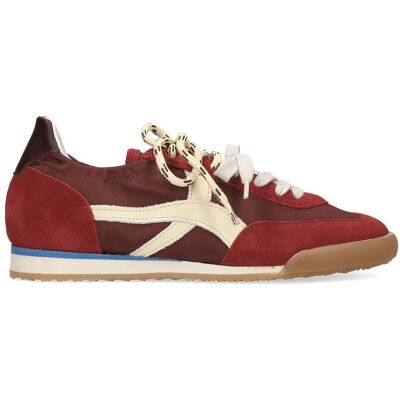 Sacha Bordeaux rode suède sneakers met dubbele veters rood vrouw 38 Sacha Bordeaux rode suède sneakers met dubbele veters rood vrouw 38