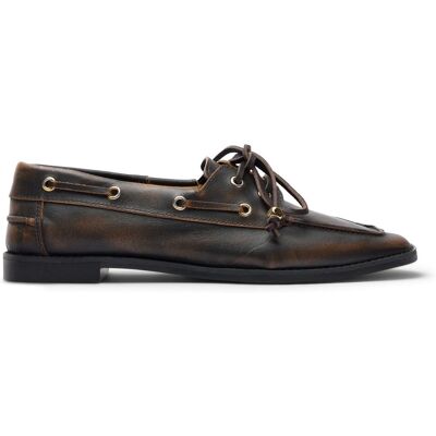 Sacha Bruine leren bootschoenen bruin vrouw 40 Sacha Bruine leren bootschoenen bruin vrouw 40