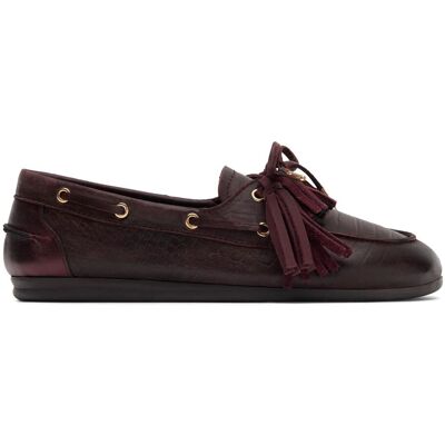 Sacha Bordeaux rode leren bootschoenen met flosjes rood vrouw 39 Sacha Bordeaux rode leren bootschoenen met flosjes rood vrouw 39