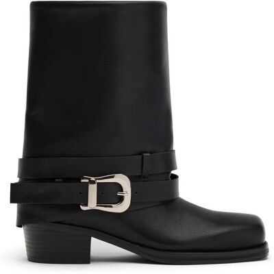 Sacha Zwarte leren biker boots met flap zwart vrouw 40 Sacha Zwarte leren biker boots met flap zwart vrouw 40