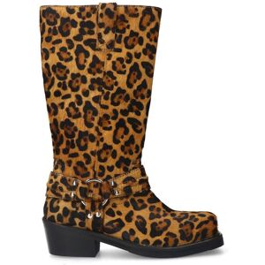 Sacha Leopard leren biker boots multicolor vrouw 36 Sacha Leopard leren biker boots multicolor vrouw 36